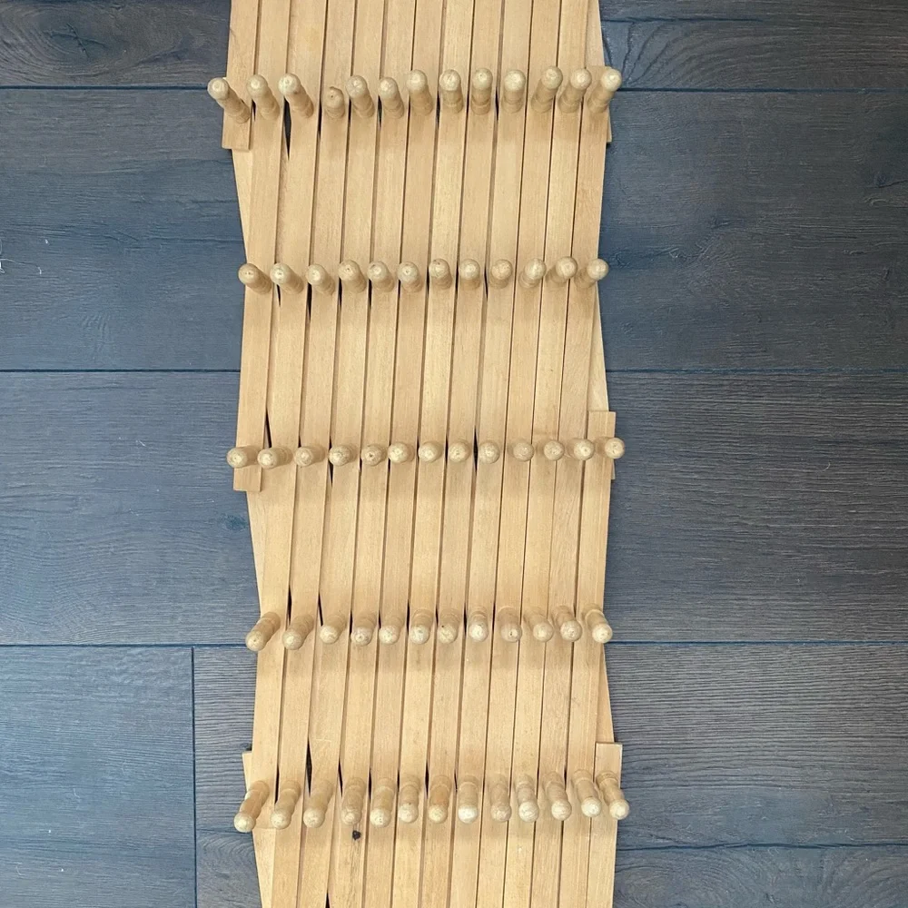 XL 84 Peg Wooden Accordion Expandable Peg Rack Vintage Wall Shelf Display